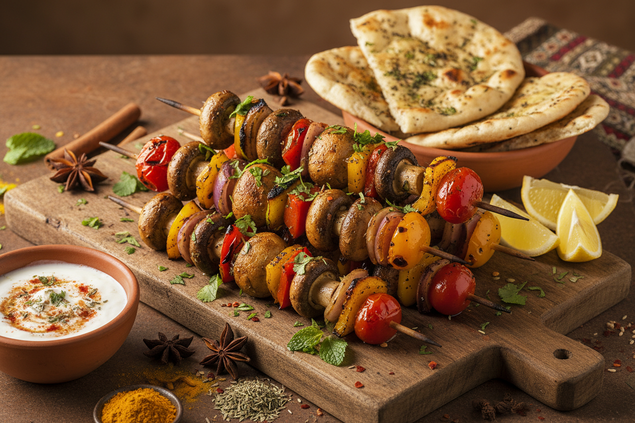 Mushroom Kebabs (Indian or Mediterranean Style)
