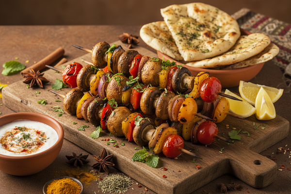 Mushroom Kebabs (Indian or Mediterranean Style)